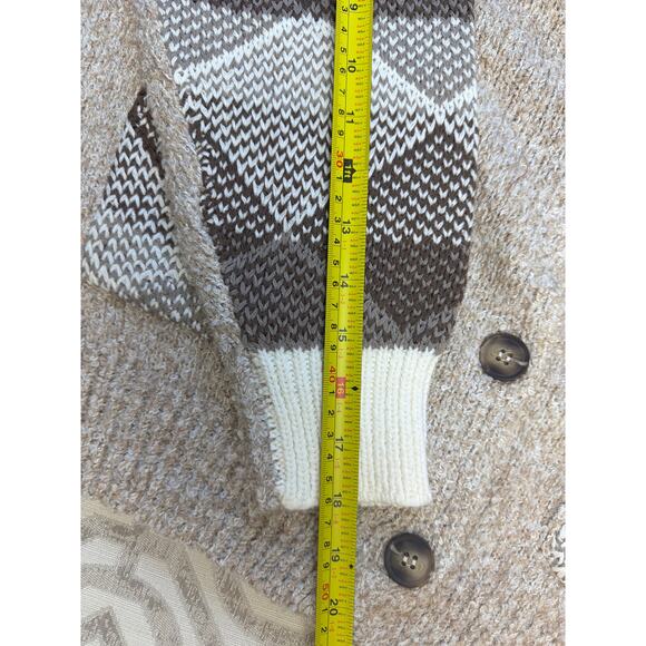 Blu Pepper Women’s Button Front Knit Cardigan Sweater Size S Brown Argyle - Picture 6 of 8